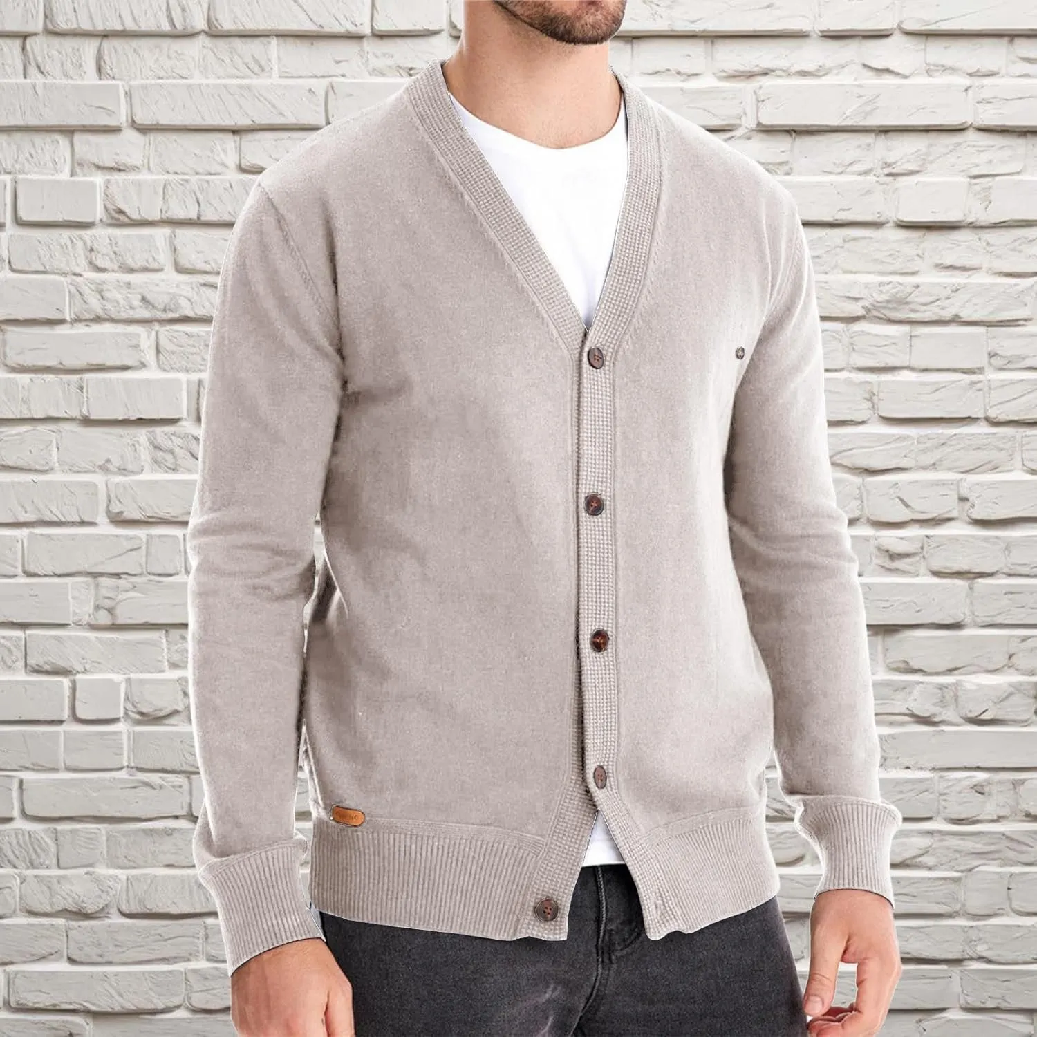 Button Down Cardigan Sweaters for Men Lightweight V Neck Sweater Casual Knit Sweater Casual Open Front Cardigan