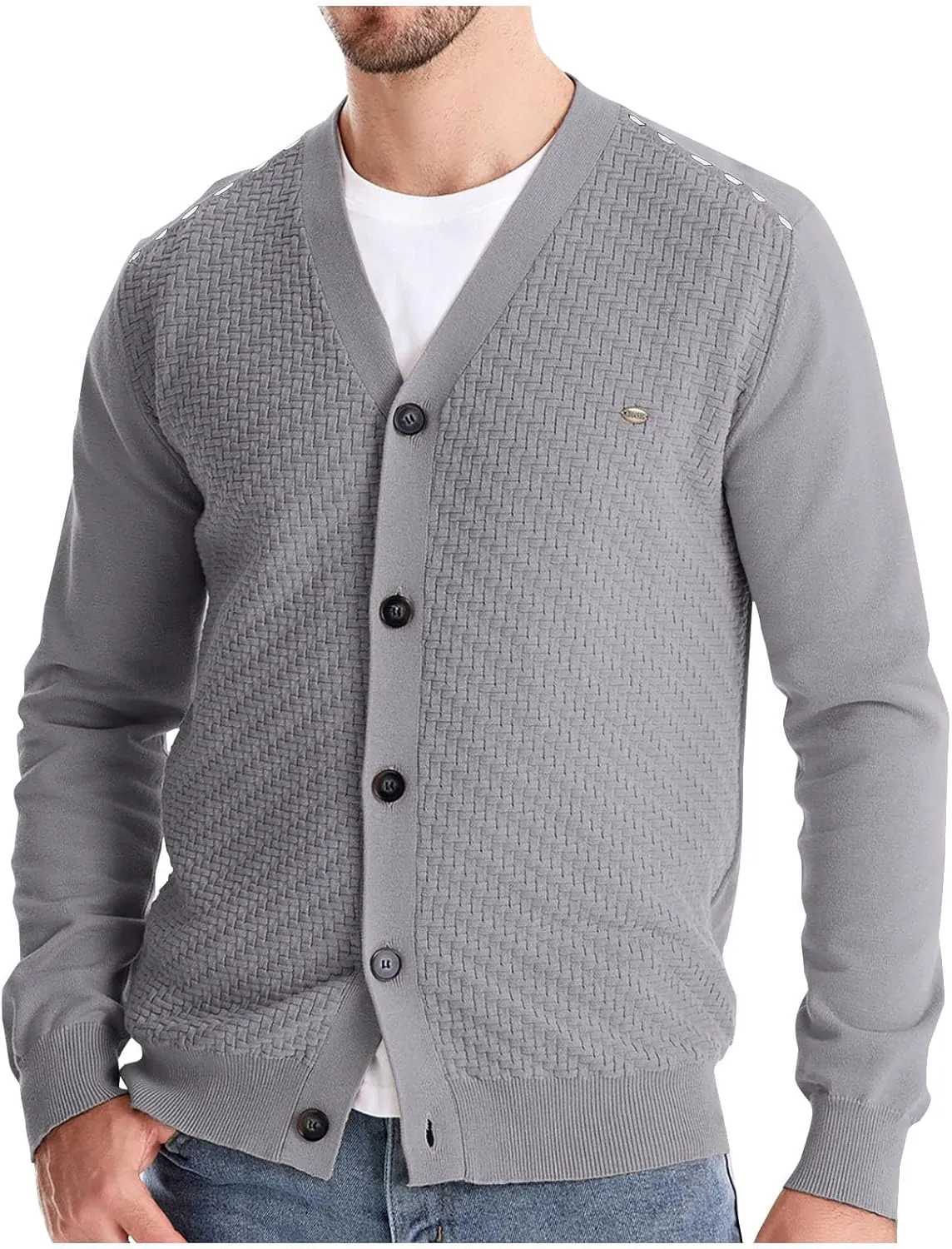 Button Down Cardigan Sweaters for Men Lightweight V Neck Sweater Casual Knit Sweater Casual Open Front Cardigan