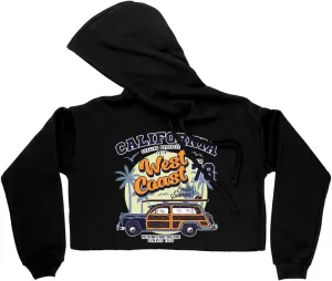 California Women's Cropped Fleece Hoodie - Surfing Cropped Hoodie for Women - Graphic Hooded Sweatshirt