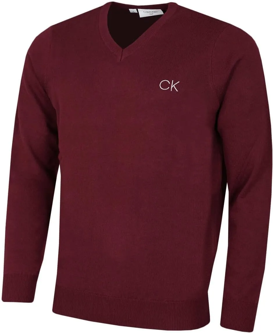 Calvin Klein Men's V-Neck Sweater - Burgundy - S