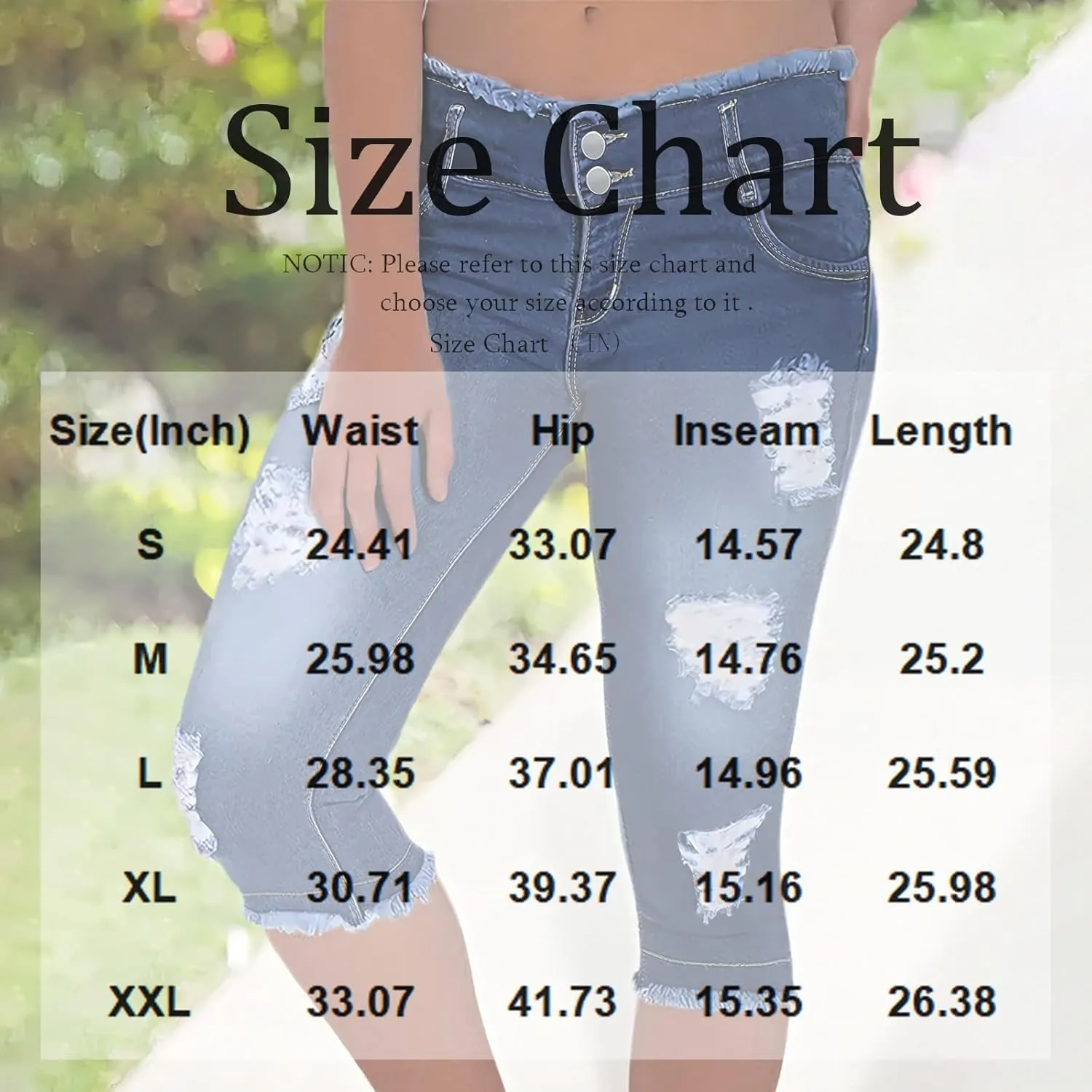 Capri Jeans for Women Stretch Low Rise Ripped Jeans Butt Lifting Wash Raw Hem Distressed Denim Capris with Pockets