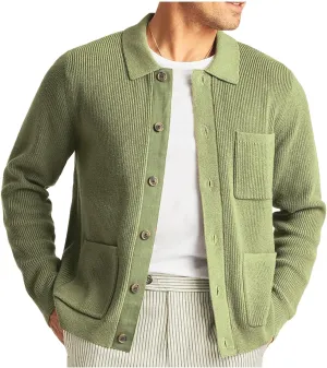 Cardigan Sweater for Men Button Down Knit Cardigan Knit Lapel Sweater Lightweight Cardigan Sweater with Pockets