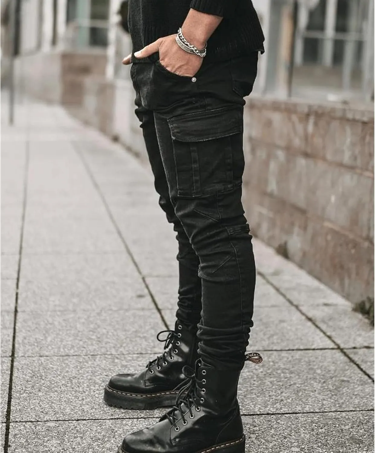 Cargo Jeans for Men Jogger Slim Fit Stretch Skinny Jean Straight Leg Comfort Flex Waist Pants Summer Trend Trouser