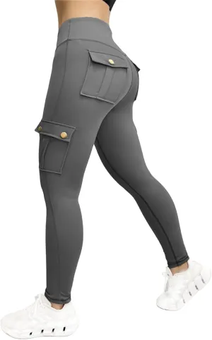 Cargo Leggings with Pockets for Women Camo High Waist Tummy Control Running Yoga Pants Cozy Butt Lifting Leggings
