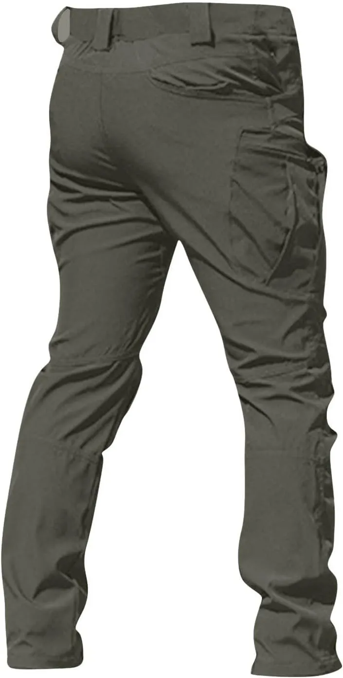 Cargo Pants for Men Straight Leg Slim Fit Pants Waterproof Casual Pants with Multi Pocket Elastic Waist Pants