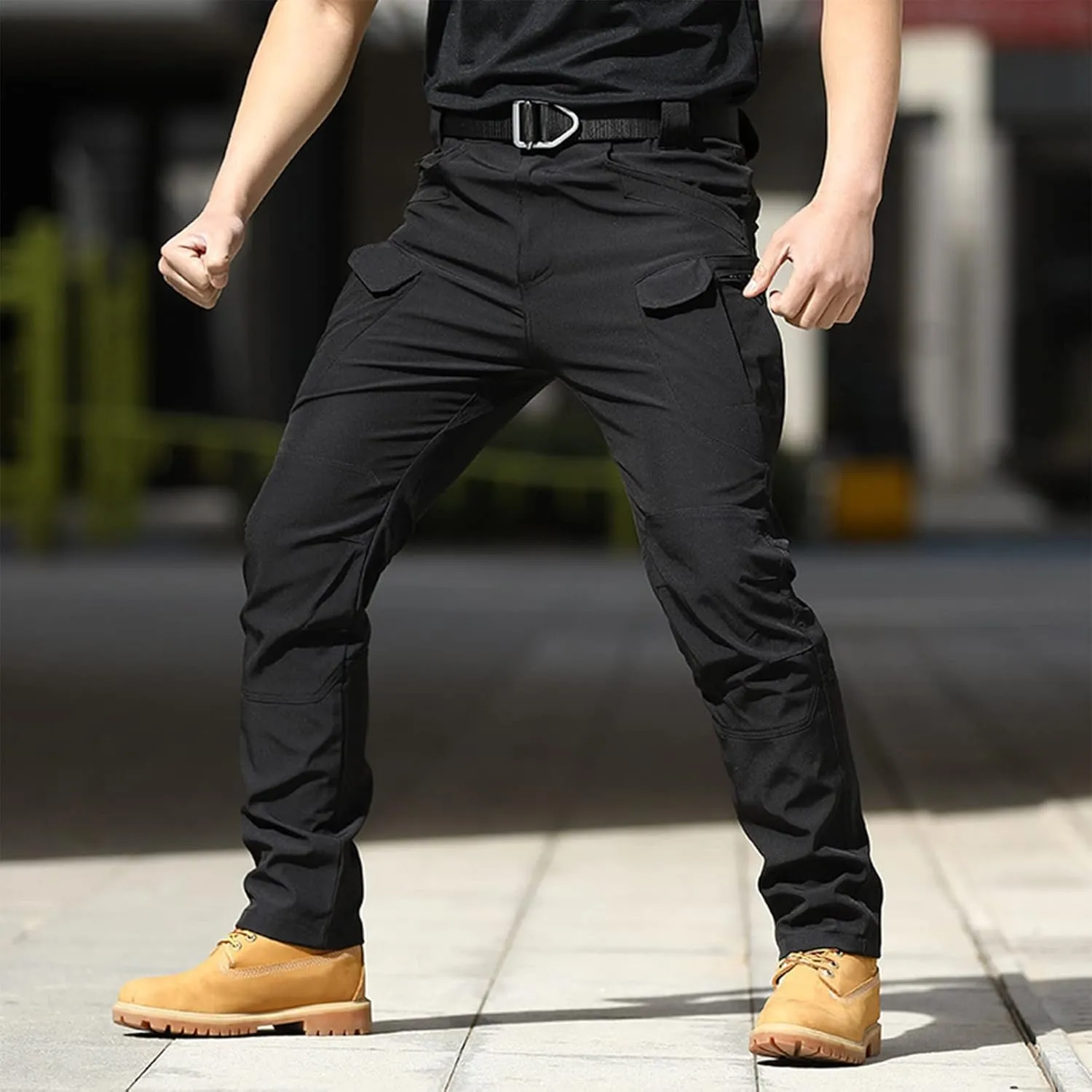Cargo Pants for Men Straight Leg Slim Fit Pants Waterproof Casual Pants with Multi Pocket Elastic Waist Pants