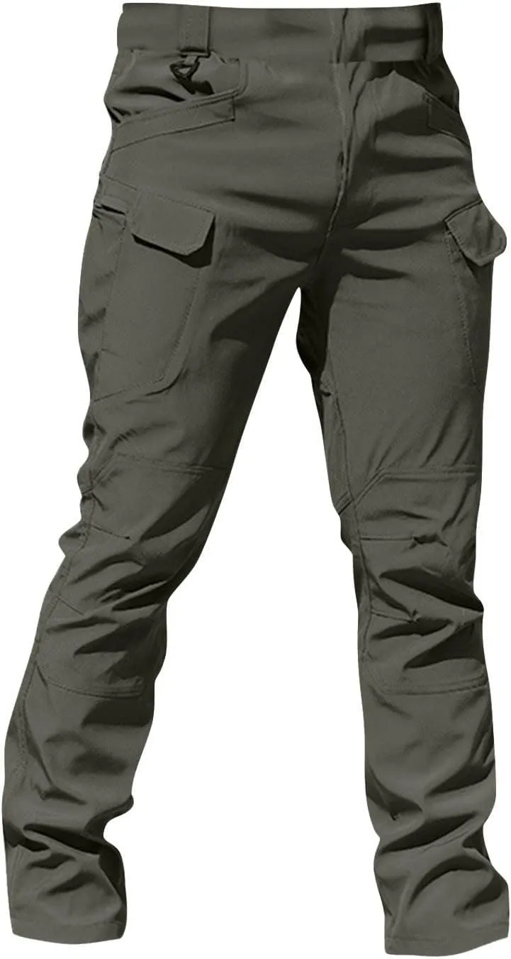 Cargo Pants for Men Straight Leg Slim Fit Pants Waterproof Casual Pants with Multi Pocket Elastic Waist Pants