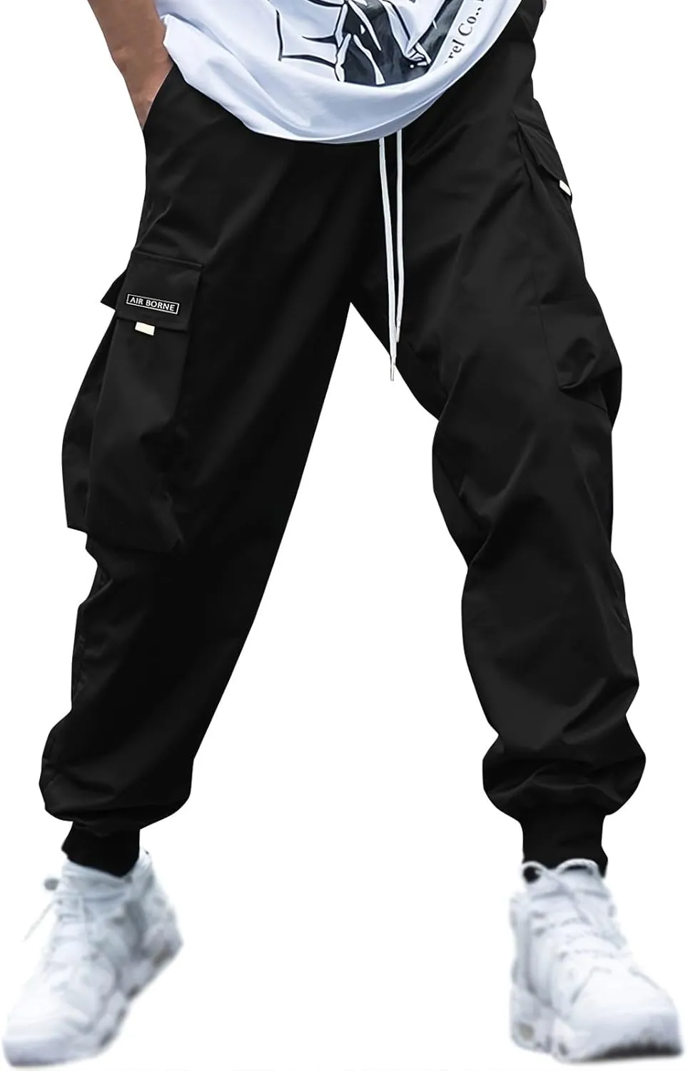 Cargo Pants for Men Wide Leg Pockets Elastic Waist Slim Legs Fashion Leisure Style Elasticity Comfy Fashion Trousers