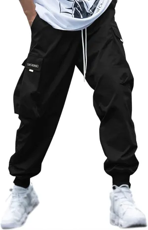 Cargo Pants for Men Wide Leg Pockets Elastic Waist Slim Legs Fashion Leisure Style Elasticity Comfy Fashion Trousers