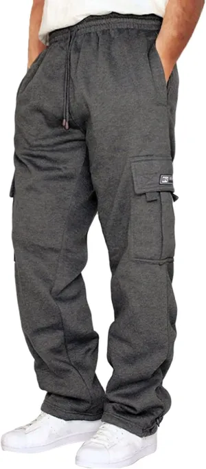 Cargo Sweatpants for Men Relaxed Fit Athletic Gym Camping Travel Sweatpants Joggers Pants Sweat Pants with Pockets