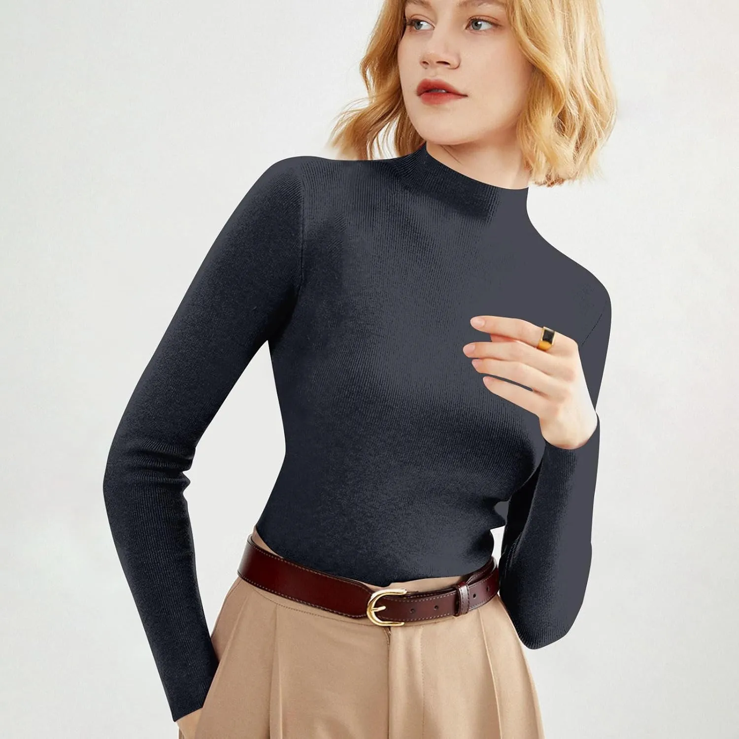 Cashmere Sweaters for Women,Soft Comfy Half Turtleneck Knitted Long Sleeve Sweater Pullover