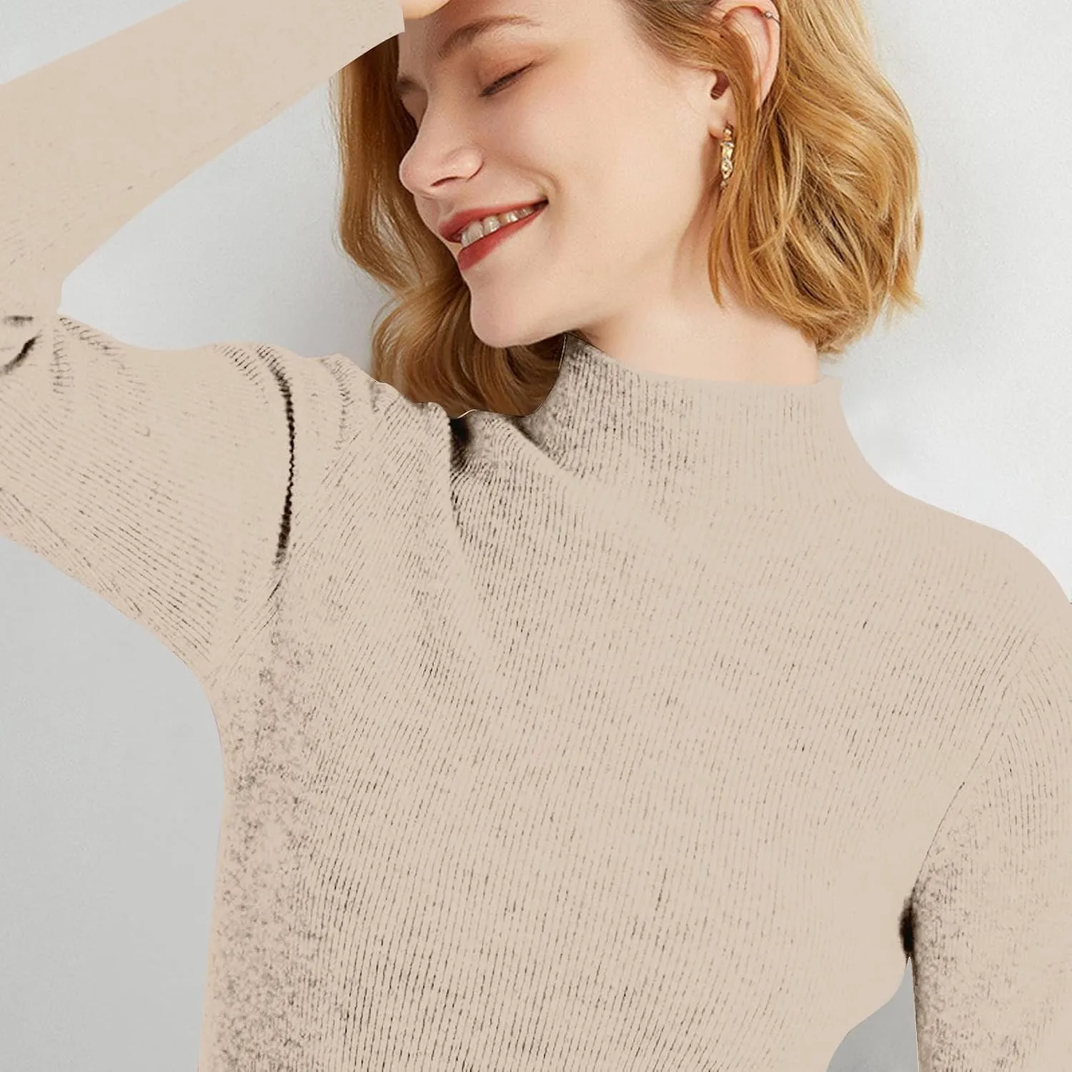 Cashmere Sweaters for Women,Soft Comfy Half Turtleneck Knitted Long Sleeve Sweater Pullover