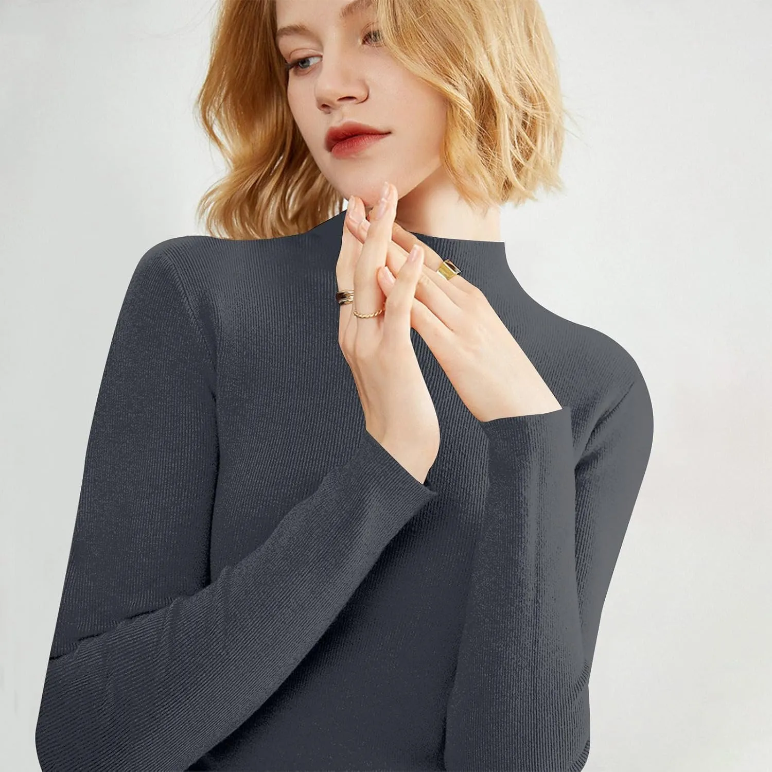 Cashmere Sweaters for Women,Soft Comfy Half Turtleneck Knitted Long Sleeve Sweater Pullover
