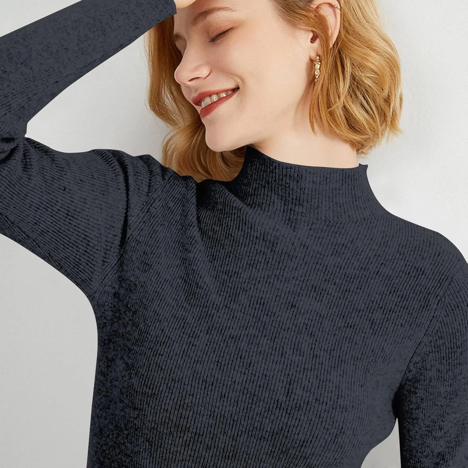 Cashmere Sweaters for Women,Soft Comfy Half Turtleneck Knitted Long Sleeve Sweater Pullover