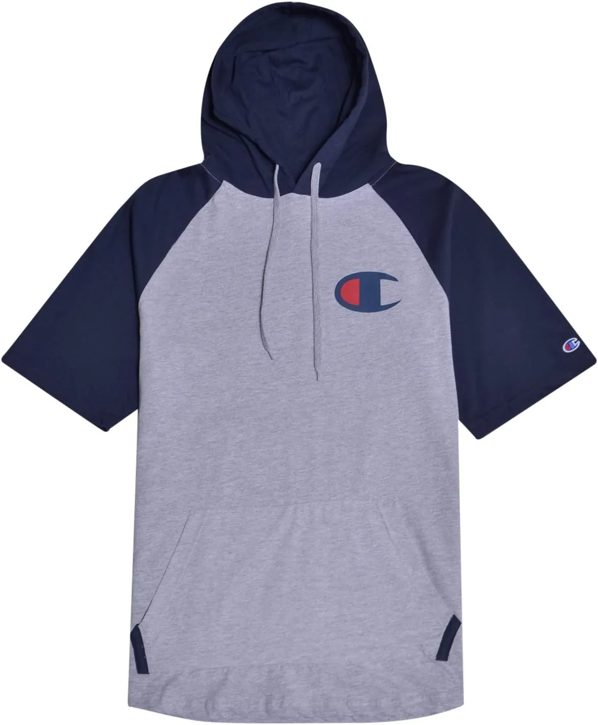 Champion Mens Short Sleeve Hoodie Big and Tall - Raglan Hoodie With Pockets