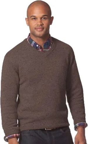 Chaps Men's Kent V-Neck Sweater (Small, Brown)