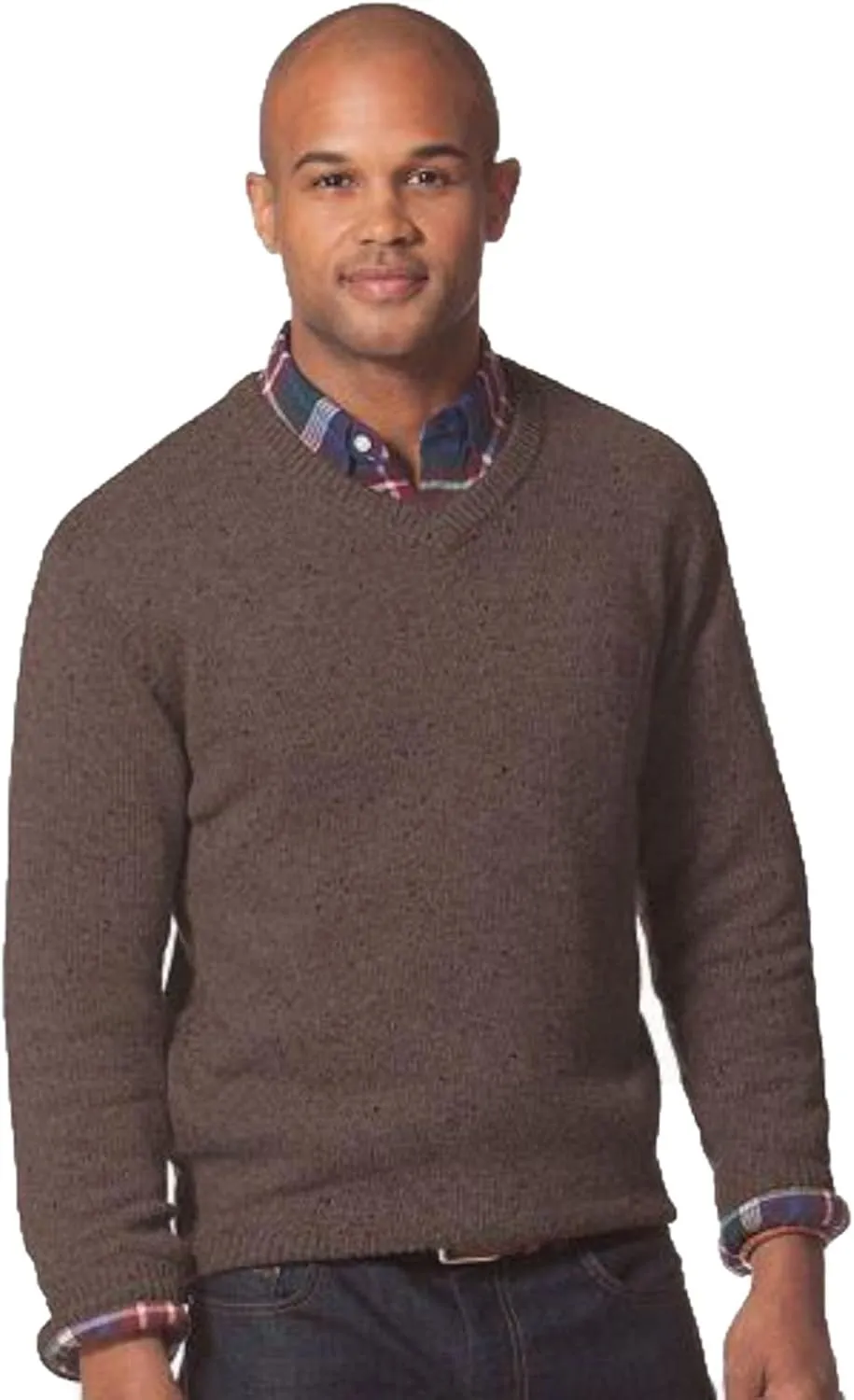 Chaps Men's Kent V-Neck Sweater (Small, Brown)