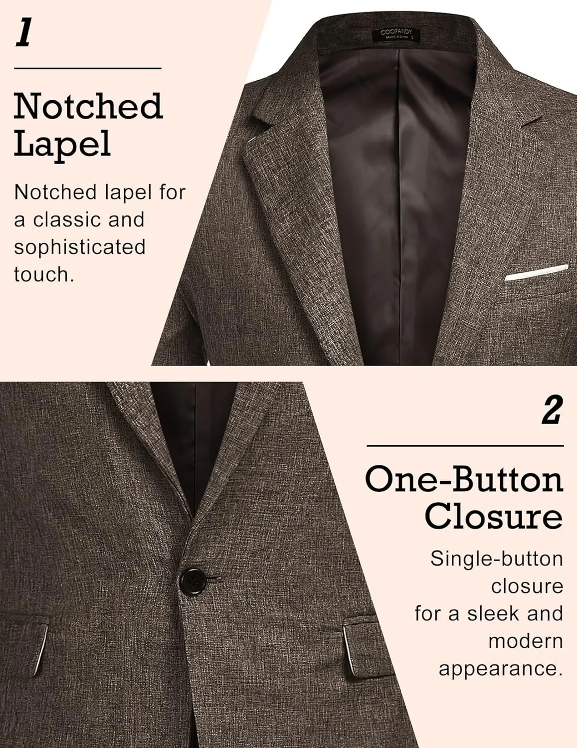 COOFANDY Men's Blazer Casual Sport Coats Slim Fit One Button Suit Jacket Lightweight Sports Jacket