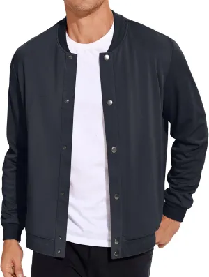 COOFANDY Men's Casual Lightweight Jacket Baseball Letterman Snap Button Jacket