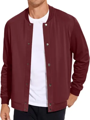 COOFANDY Men's Casual Lightweight Jacket Baseball Letterman Snap Button Jacket
