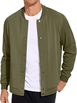 COOFANDY Men's Casual Lightweight Jacket Baseball Letterman Snap Button Jacket