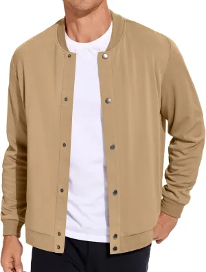 COOFANDY Men's Casual Lightweight Jacket Baseball Letterman Snap Button Jacket