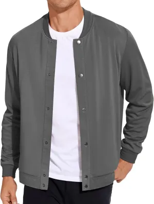 COOFANDY Men's Casual Lightweight Jacket Baseball Letterman Snap Button Jacket