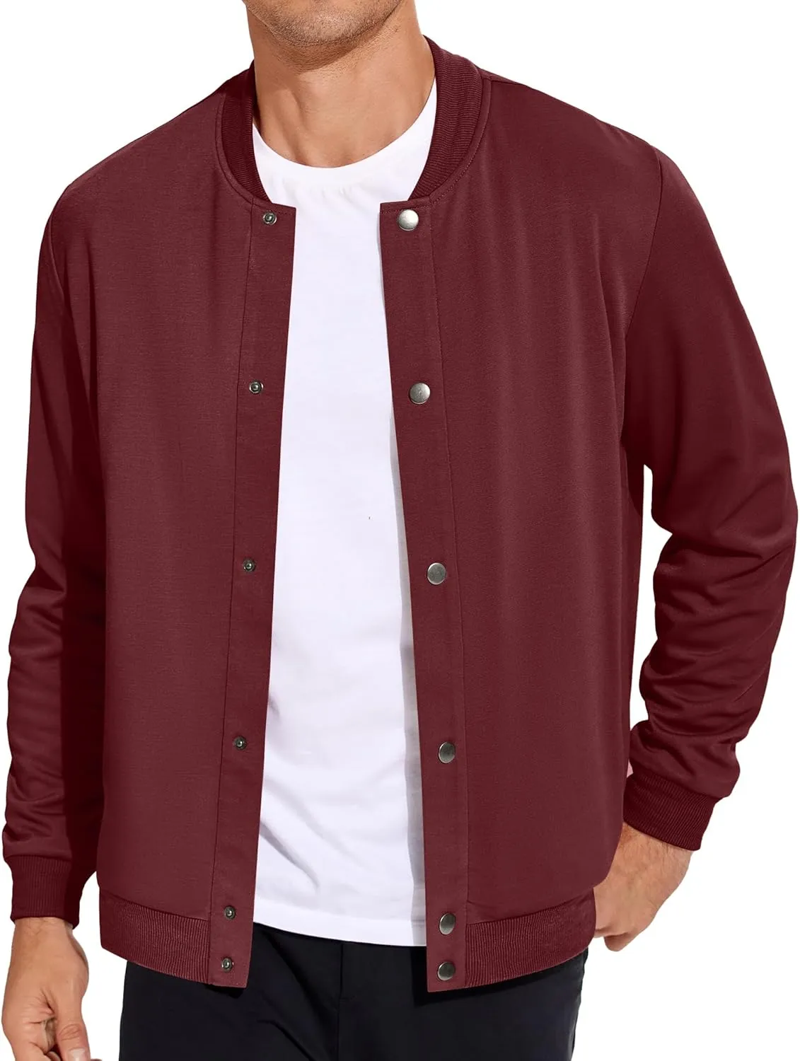 COOFANDY Men's Casual Lightweight Jacket Baseball Letterman Snap Button Jacket