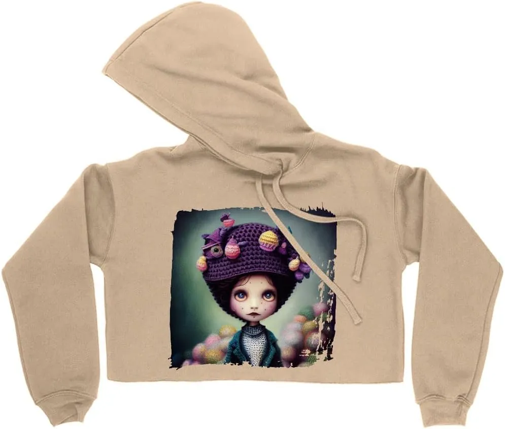 Cool Women's Cropped Fleece Hoodie - Doll Cropped Hoodie for Women - Colorful Hooded Sweatshirt