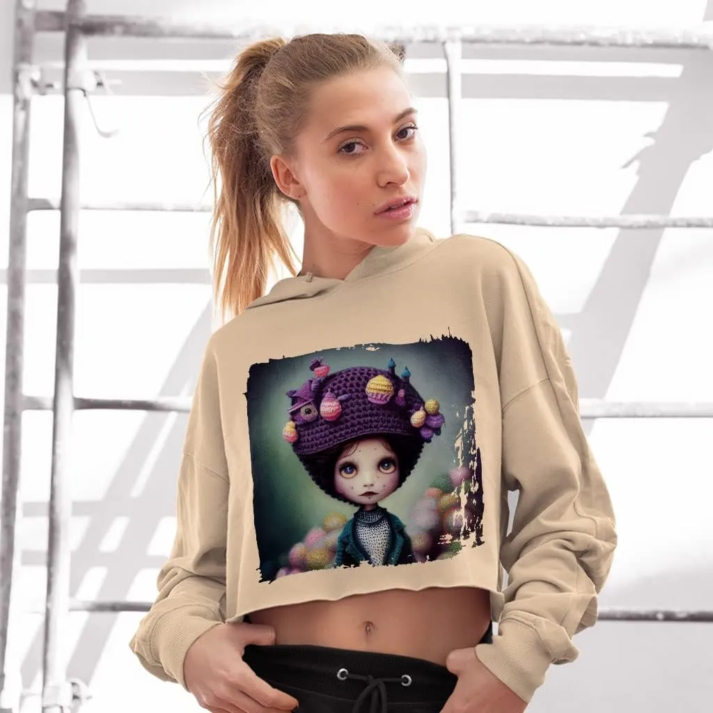 Cool Women's Cropped Fleece Hoodie - Doll Cropped Hoodie for Women - Colorful Hooded Sweatshirt