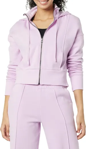 Core 10 Women's Super Soft Fleece Cropped Length Zip-Up Hoodie Sweatshirt