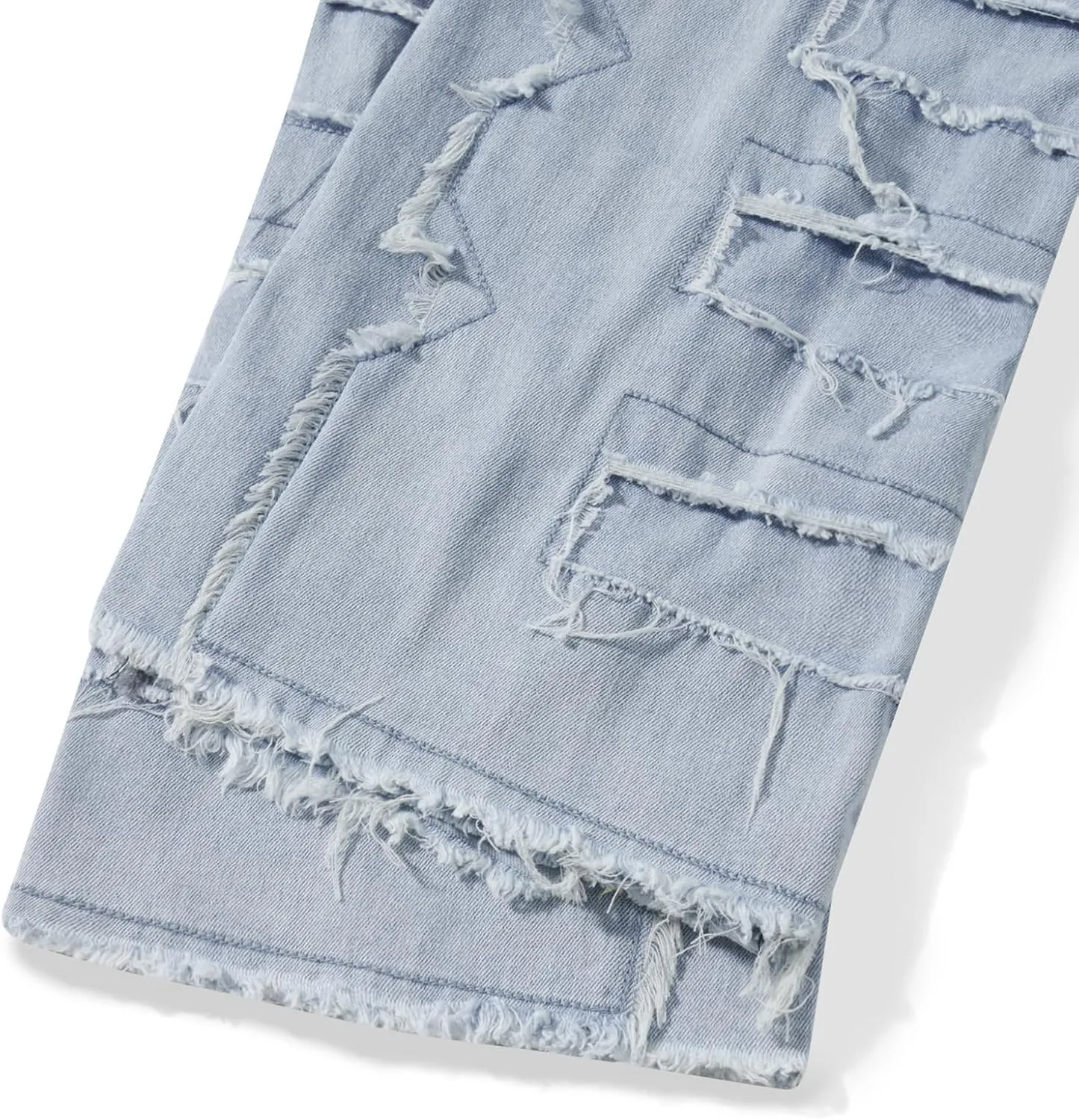 CosTribe Men's Stacked Jeans Slim Fit Ripped Jeans Destroyed Straight Denim Pants Harajuku Hip Hop Trouser Streetwear