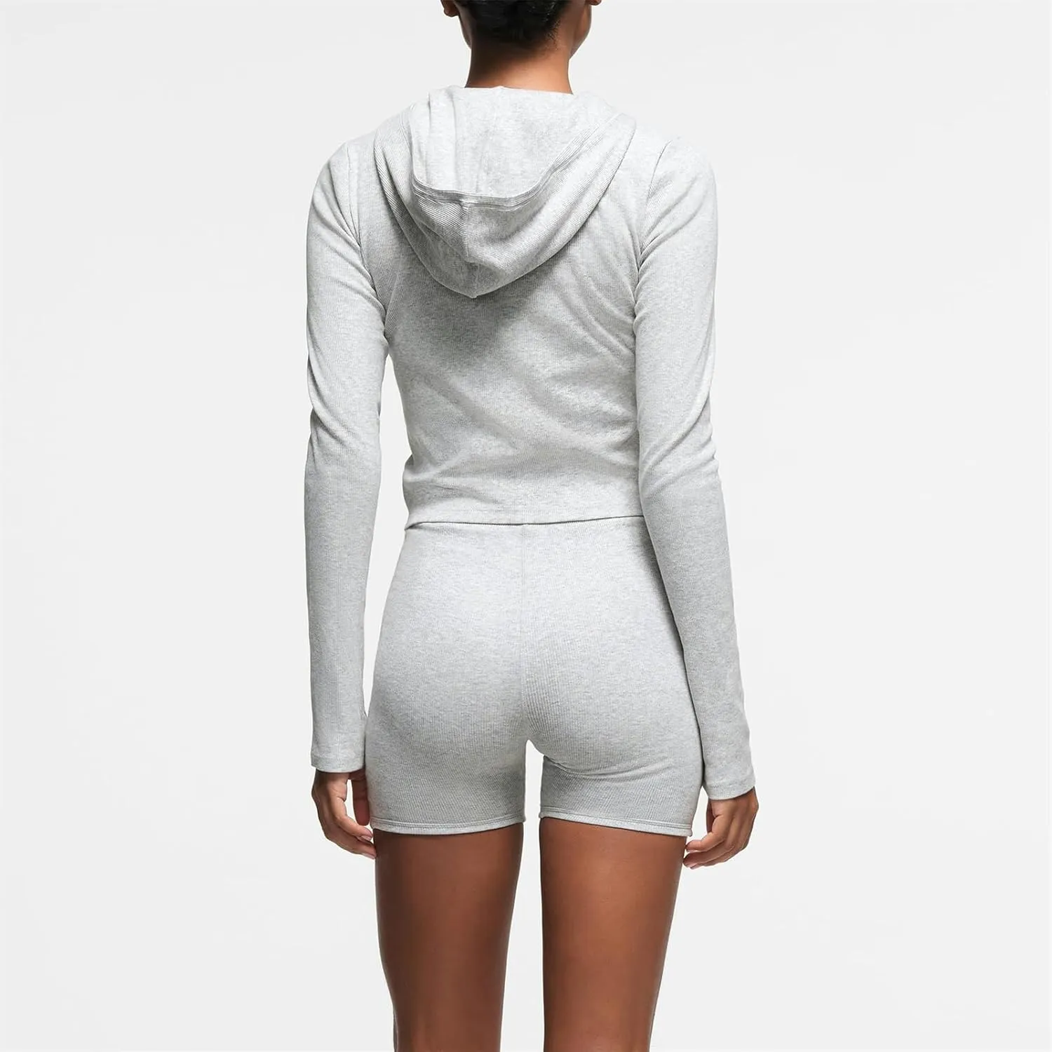 Cotton Rib Zip up Hoodie, Womens Zip Up Hoodie Cropped Sweatshirts Fleece Jackets Fitted Sweatshirt Jacket Women