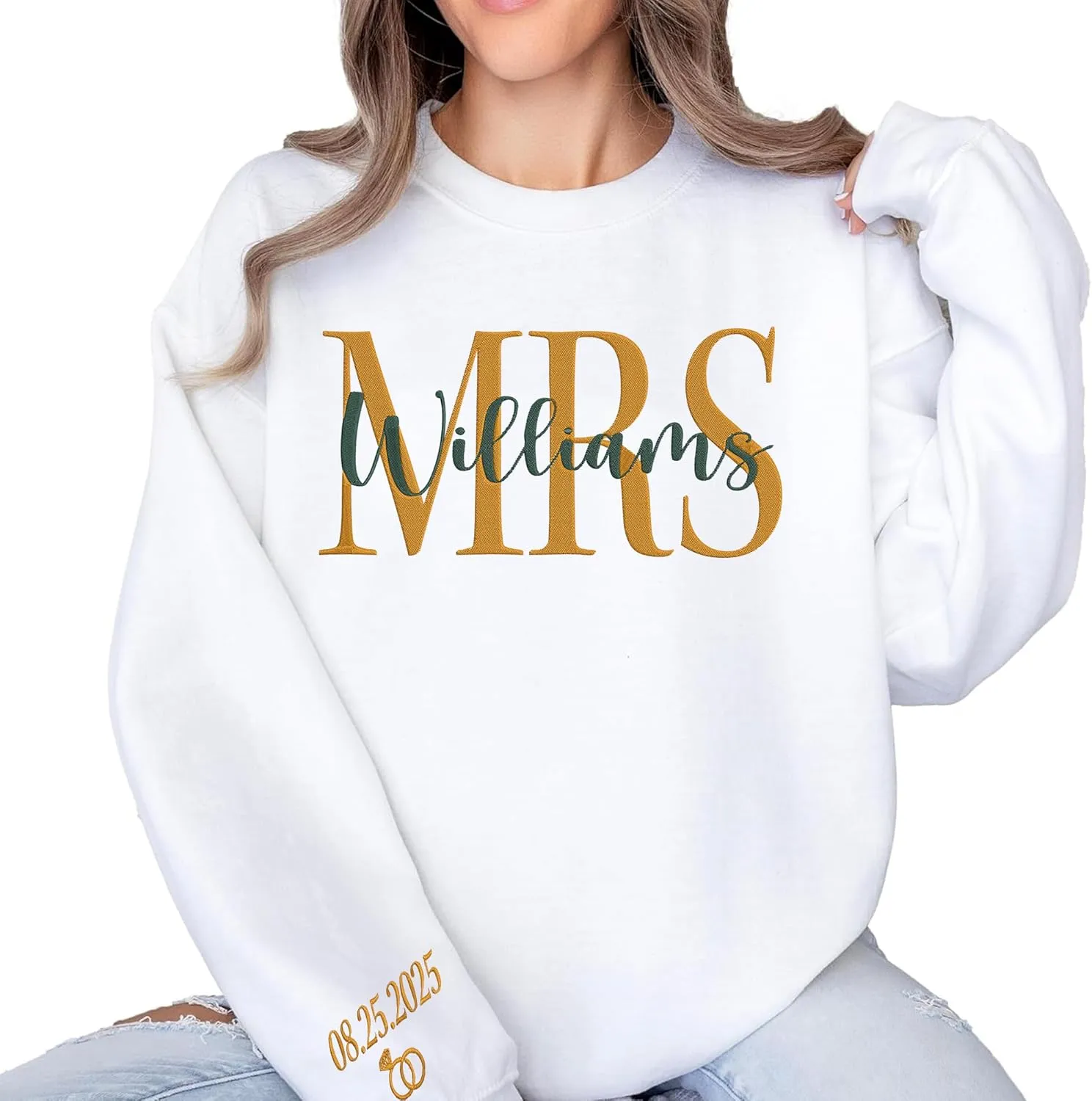 Custom Mrs Embroidered Sweatshirt Hoodie, Matching Couples Sweatshirts, Wife Husband Sweatshirt Hoodie