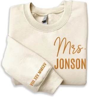 Custom Mrs Embroidered Sweatshirt Hoodie, Matching Couples Sweatshirts, Wife Husband Sweatshirt Hoodie