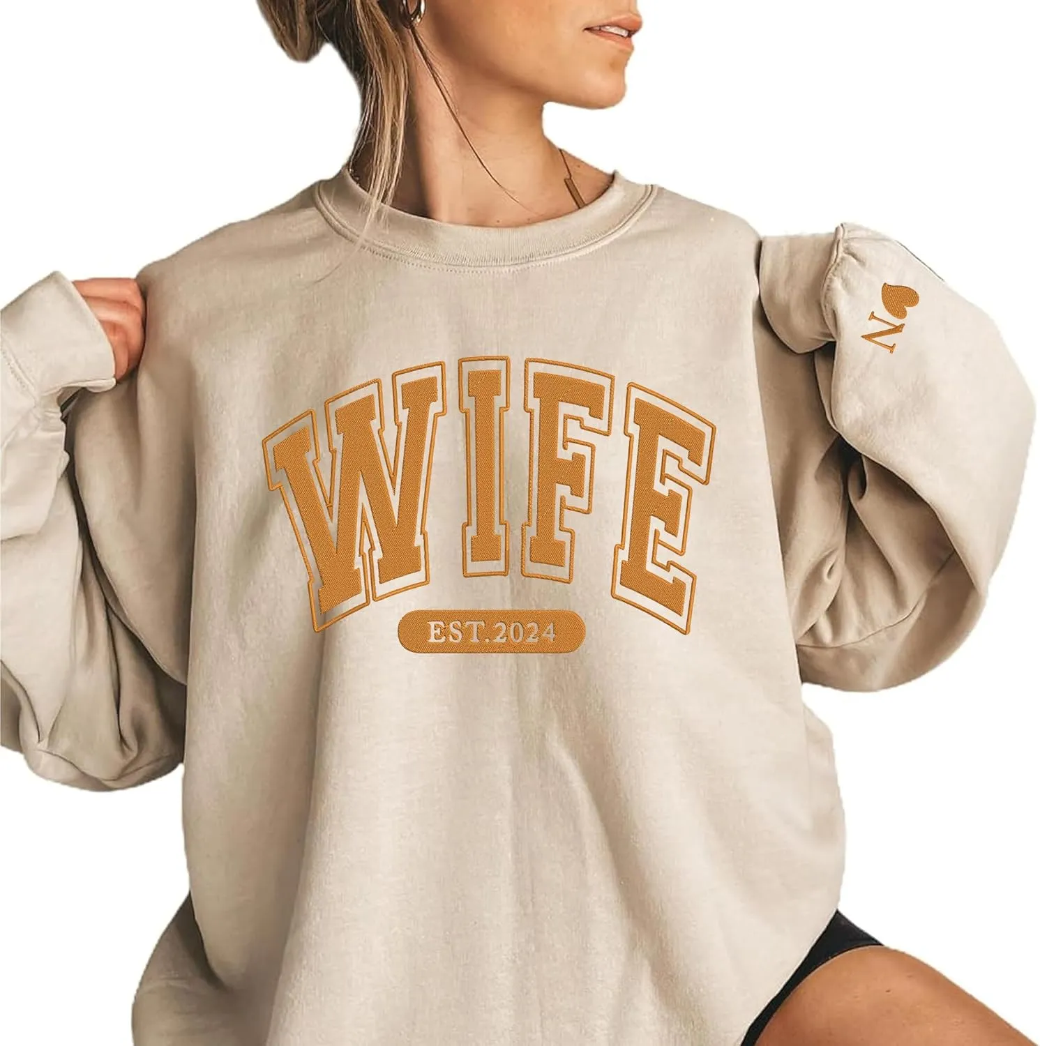 Custom Mrs Embroidered Sweatshirt Hoodie, Matching Couples Sweatshirts, Wife Husband Sweatshirt Hoodie