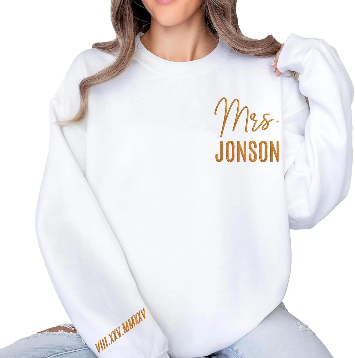 Custom Mrs Embroidered Sweatshirt Hoodie, Matching Couples Sweatshirts, Wife Husband Sweatshirt Hoodie
