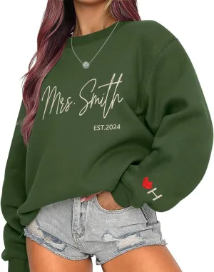 Custom Mrs Embroidered Sweatshirt Hoodie, Matching Couples Sweatshirts, Wife Husband Sweatshirt Hoodie