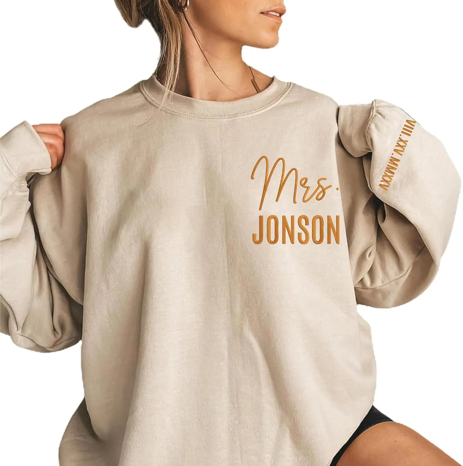 Custom Mrs Embroidered Sweatshirt Hoodie, Matching Couples Sweatshirts, Wife Husband Sweatshirt Hoodie