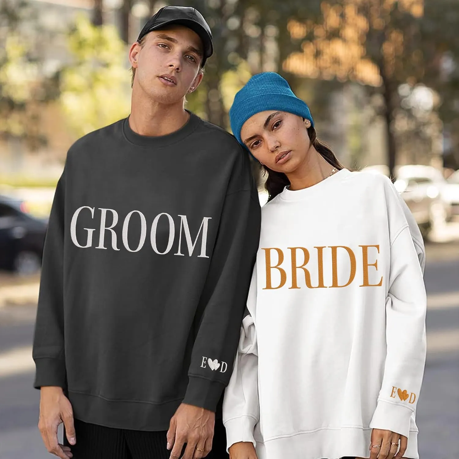Custom Mrs Embroidered Sweatshirt Hoodie, Matching Couples Sweatshirts, Wife Husband Sweatshirt Hoodie