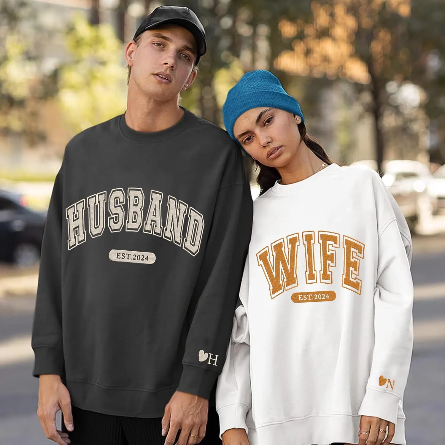 Custom Mrs Embroidered Sweatshirt Hoodie, Matching Couples Sweatshirts, Wife Husband Sweatshirt Hoodie