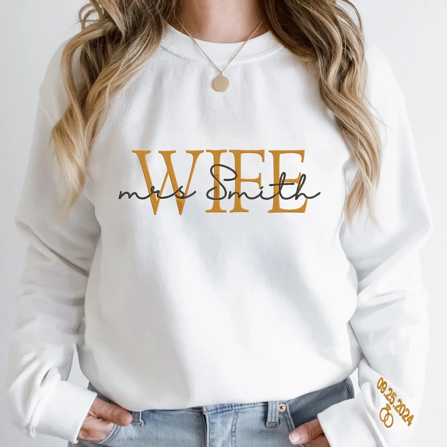 Custom Mrs Embroidered Sweatshirt Hoodie, Matching Couples Sweatshirts, Wife Husband Sweatshirt Hoodie