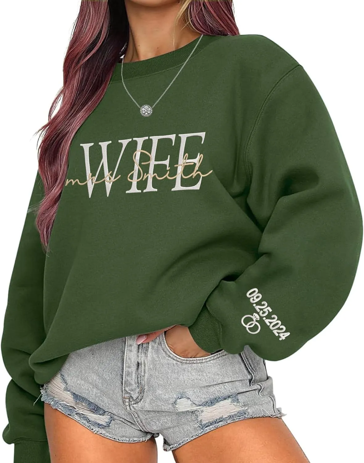 Custom Mrs Embroidered Sweatshirt Hoodie, Matching Couples Sweatshirts, Wife Husband Sweatshirt Hoodie