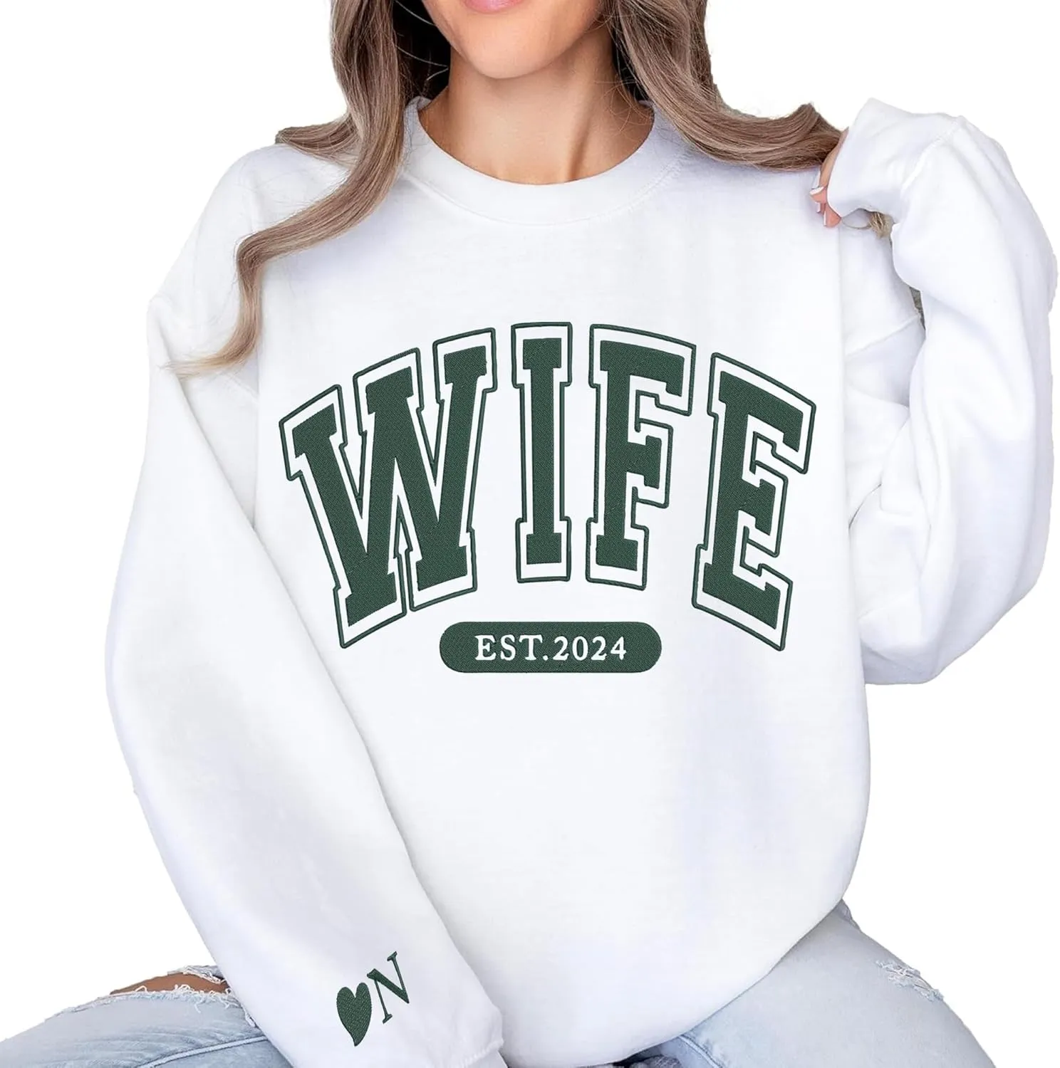 Custom Mrs Embroidered Sweatshirt Hoodie, Matching Couples Sweatshirts, Wife Husband Sweatshirt Hoodie
