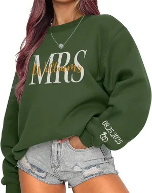Custom Mrs Embroidered Sweatshirt Hoodie, Matching Couples Sweatshirts, Wife Husband Sweatshirt Hoodie