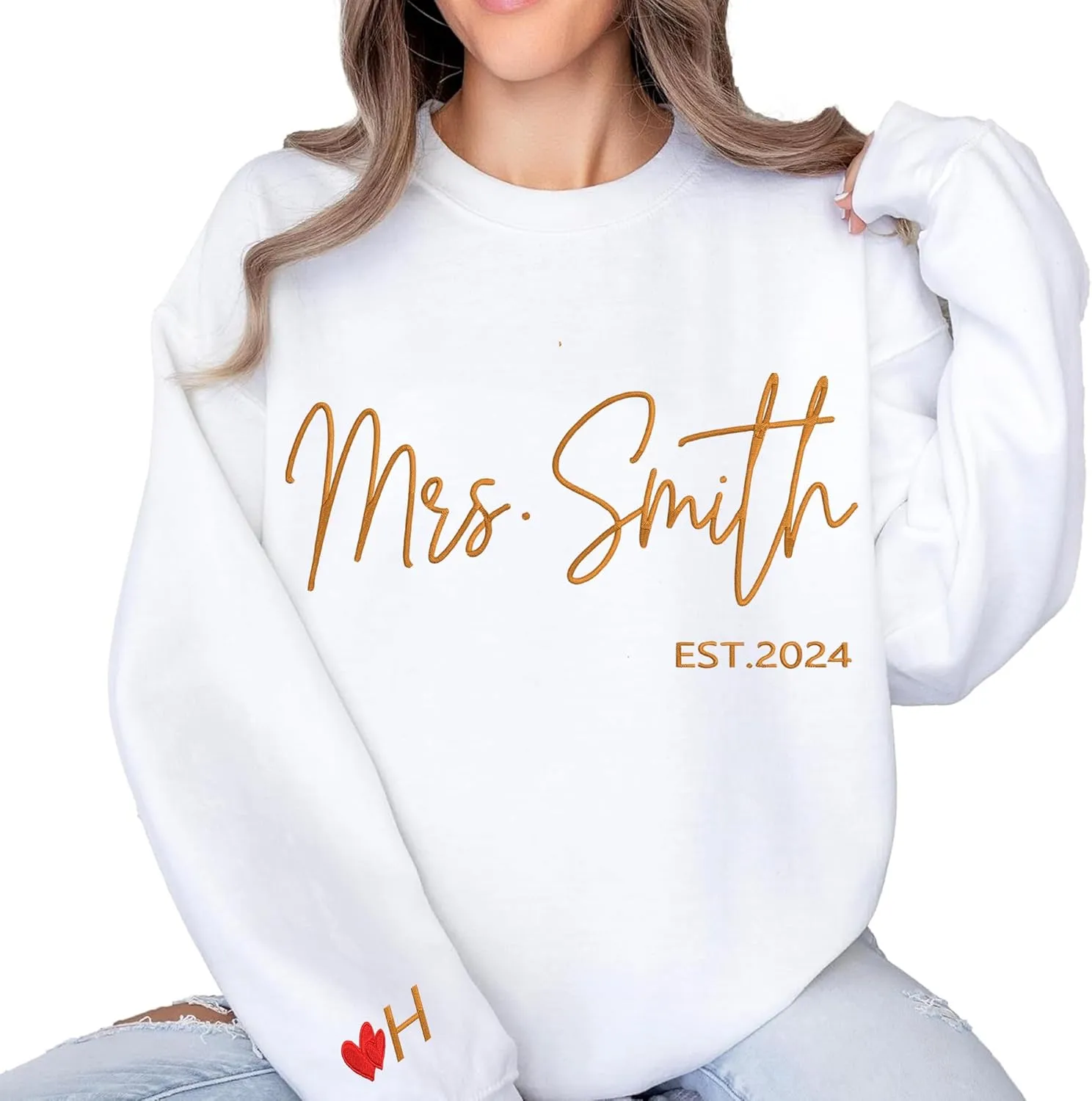 Custom Mrs Embroidered Sweatshirt Hoodie, Matching Couples Sweatshirts, Wife Husband Sweatshirt Hoodie
