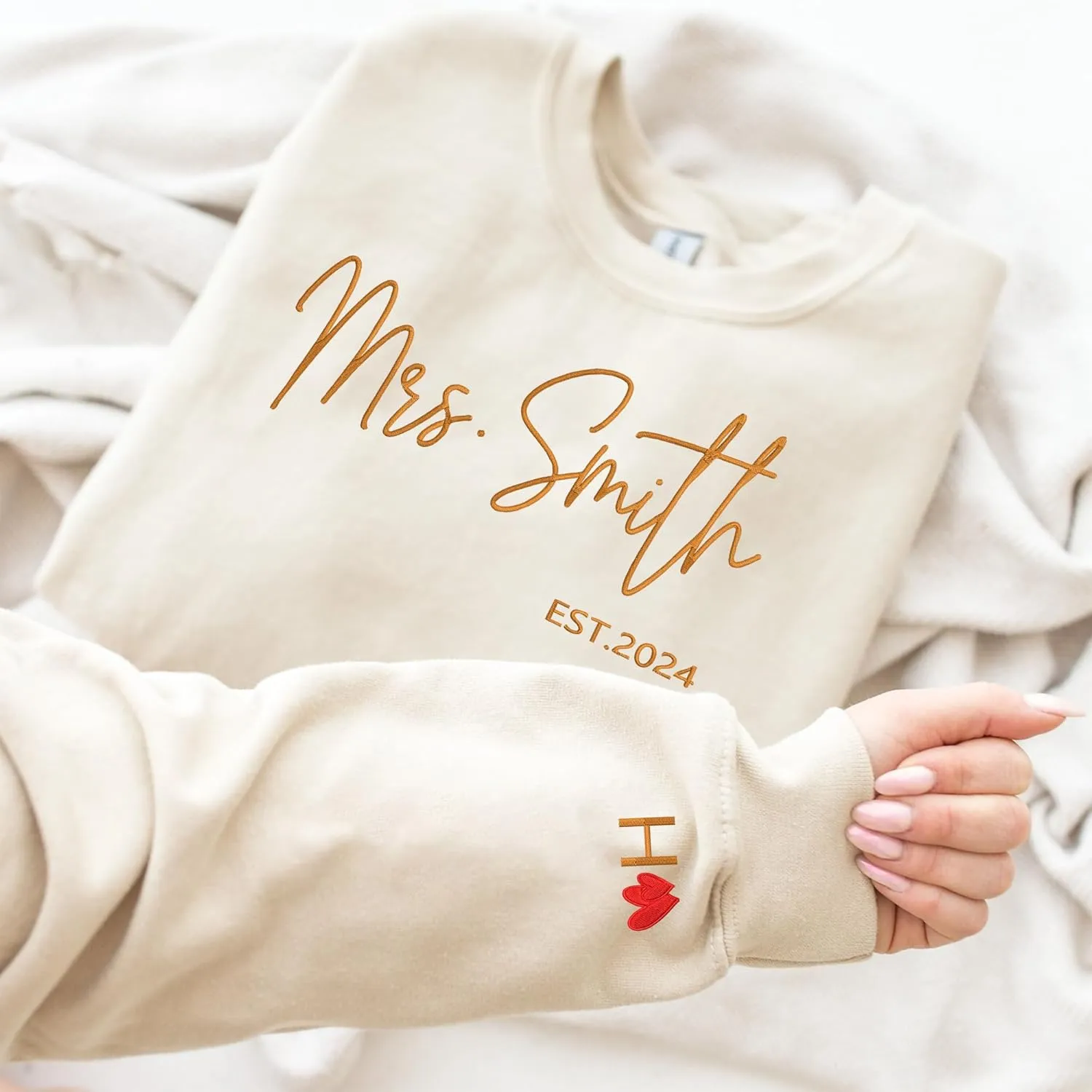 Custom Mrs Embroidered Sweatshirt Hoodie, Matching Couples Sweatshirts, Wife Husband Sweatshirt Hoodie