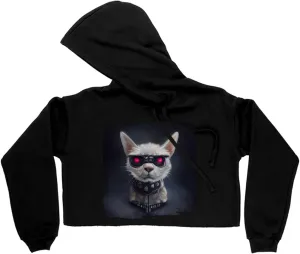 Cyborg Women's Cropped Fleece Hoodie - Unique Cropped Hoodie for Women - Cool Hooded Sweatshirt