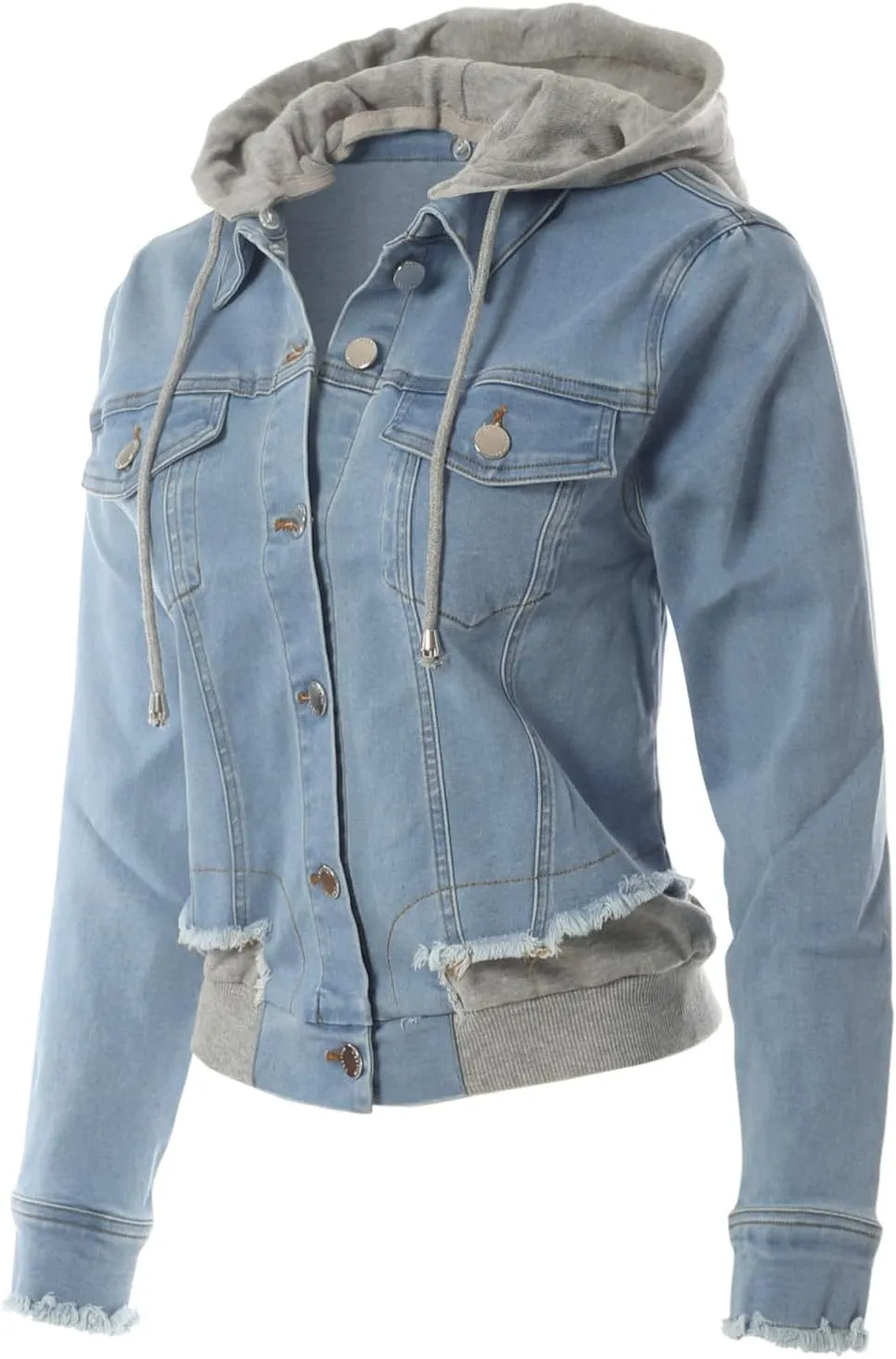 Design by Olivia Women's Classic Casual Hooded Denim Jacket