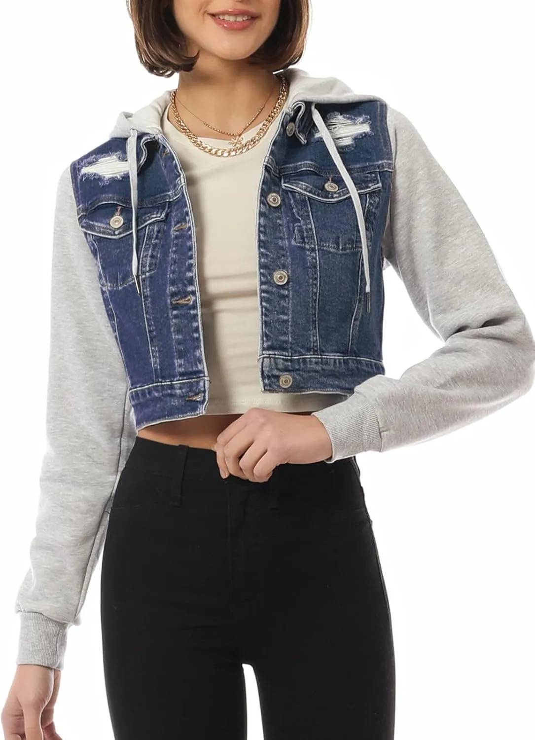 Design by Olivia Women's Classic Casual Hooded Denim Jacket